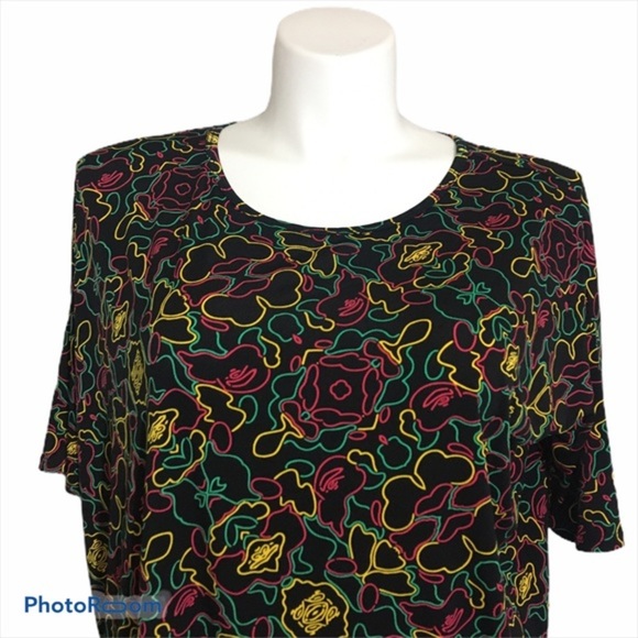 LuLaRoe neon print tunic top, size medium - Picture 2 of 6